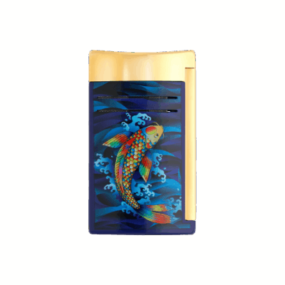 S.T. Dupont Koi Fish Maxijet Lighter - Blue & Gold