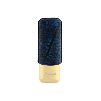 S.T. Dupont Limited Edition Partagas Double Cigar Case - Blue & Gold