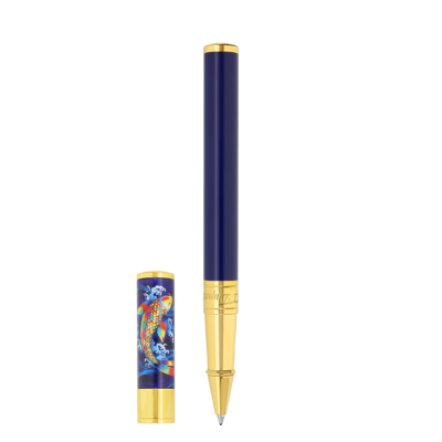 S.T. Dupont Koi Fish D Initial Rollerball Pen - Blue & Gold