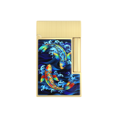 S.T. Dupont Koi Fish Ligne 2 Lighter - Blue & Gold