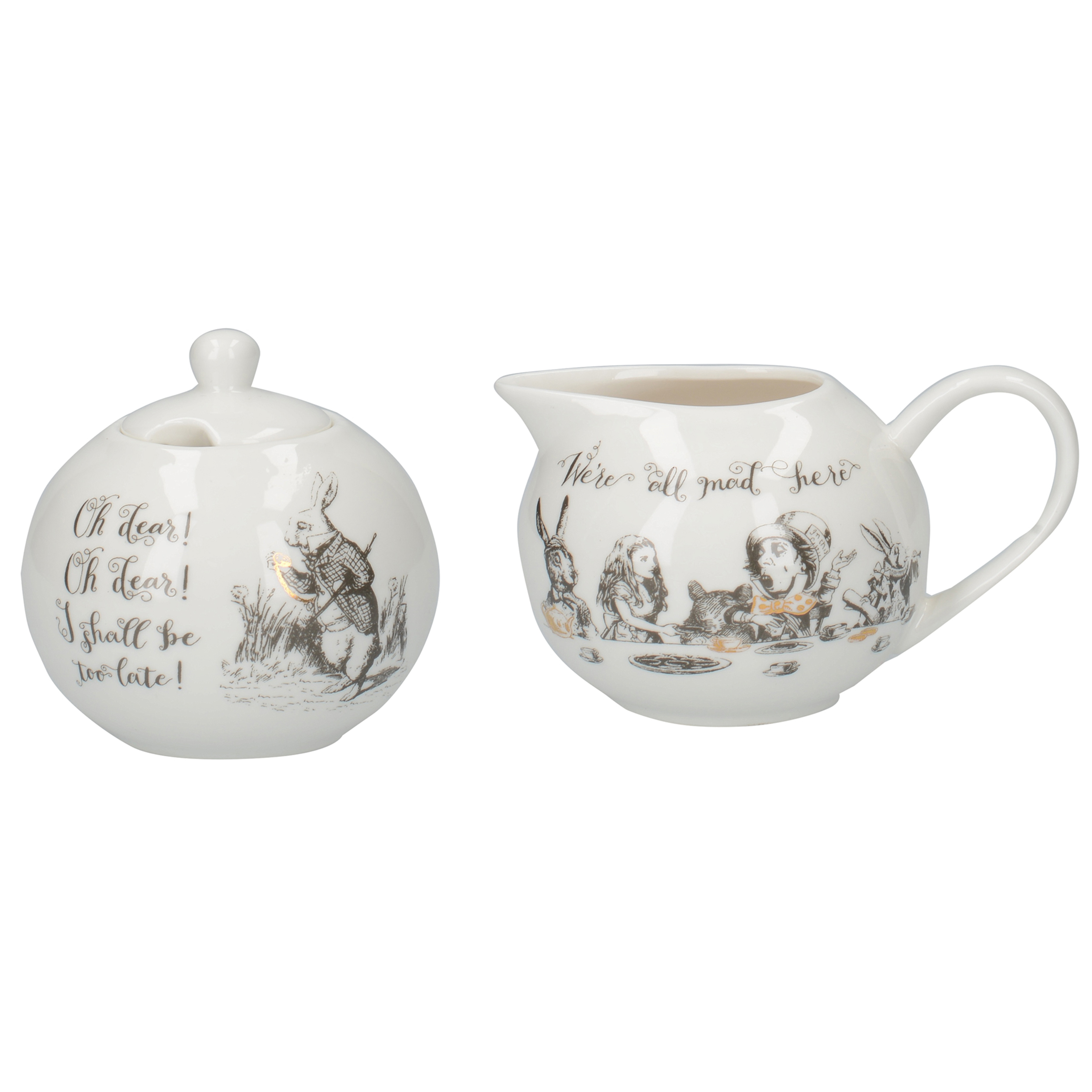 Victoria & Albert Alice In Wonderland Sugar Bowl & Creamer