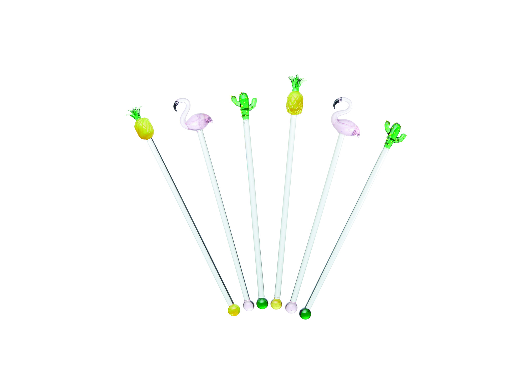BarCraft Glass Novelty Tropical Cocktail Stirrers