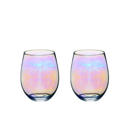 BarCraft 2 x 600ml Glass Tumblers - Iridescent