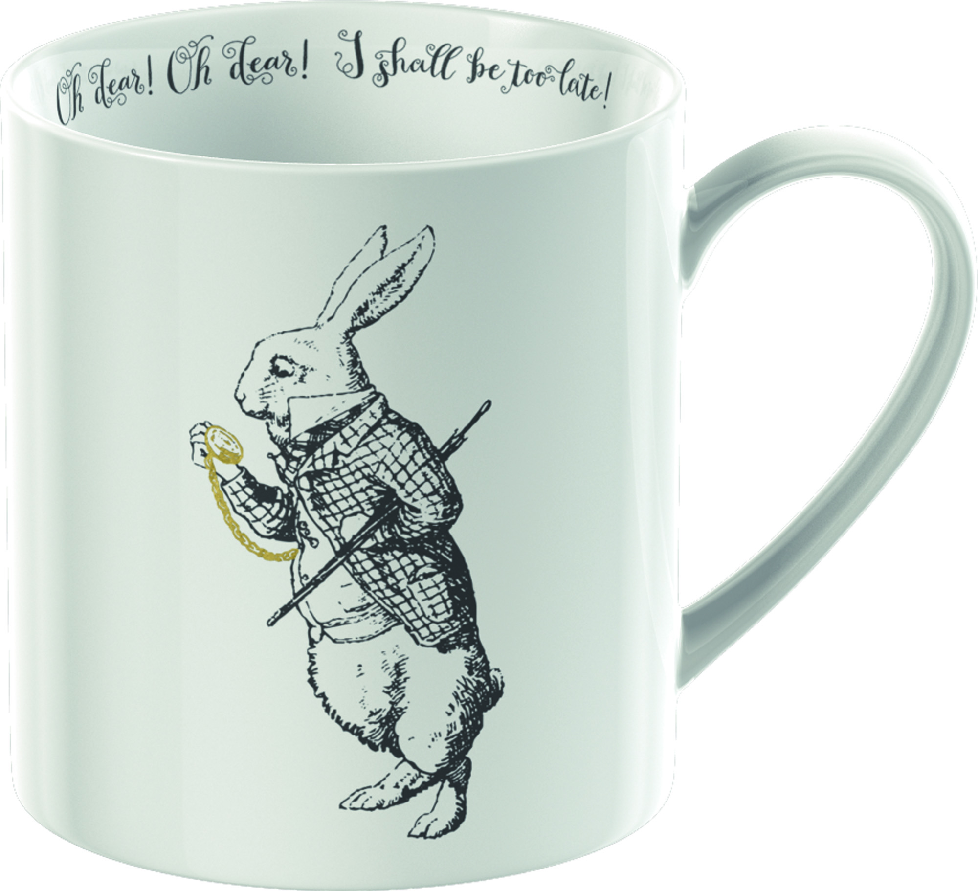 Victoria & Albert Alice in Wonderland Fine China 350ml Mug - White Rabbit