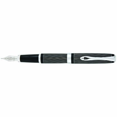 Diplomat Excellence A+ Fountain Pen Guilloche Lapis Black & Chrome Wave - Fine