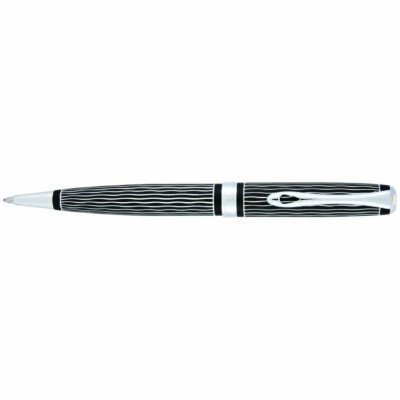 Diplomat Excellence A+ Ballpoint Pen - Guilloche Lapis Black & Chrome Wave 