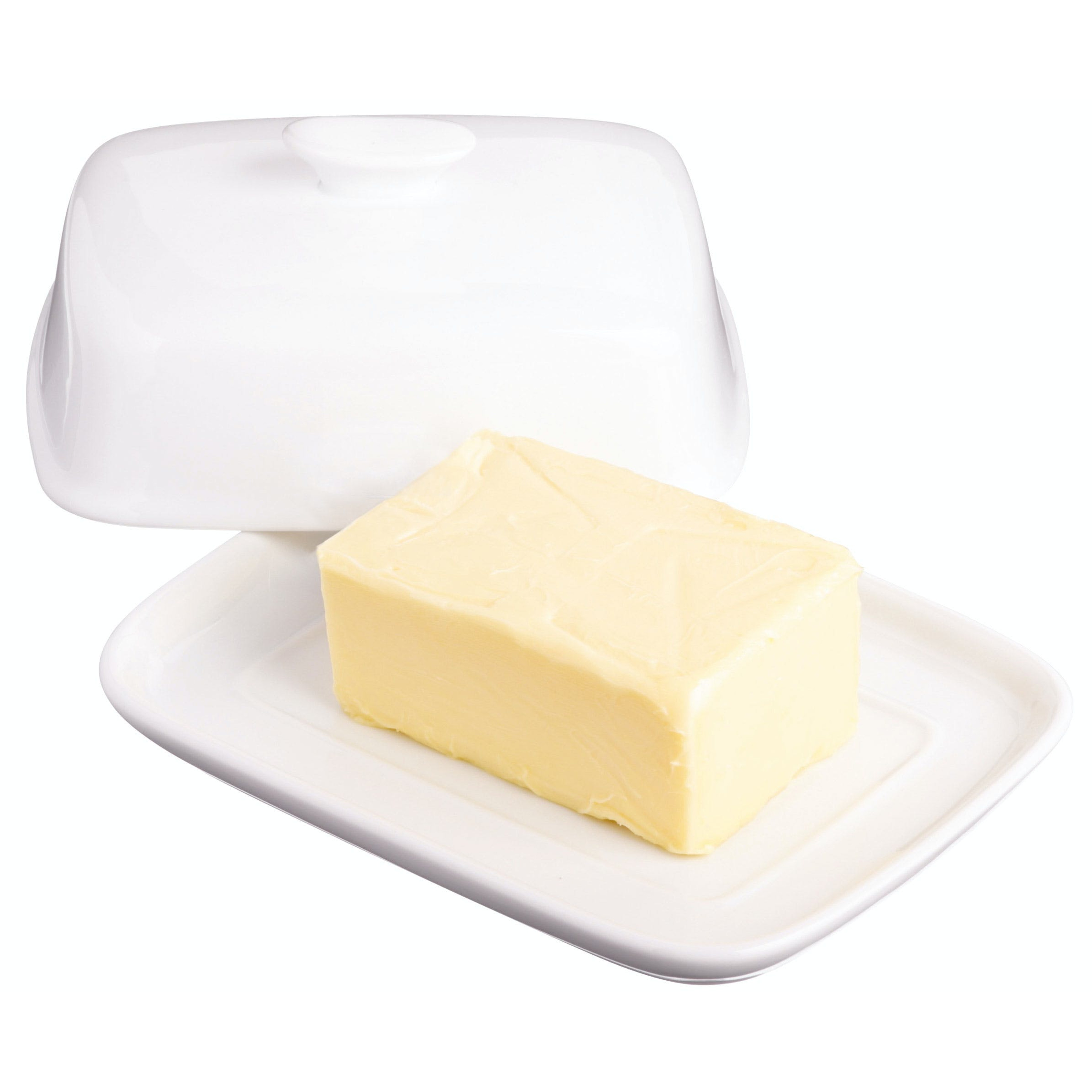 KitchenCraft Porcelain Butter Dish with Lid - White
