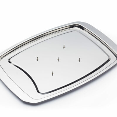Masterclass Stainless Steel Spiked Carving Dish - 38 x 26cm