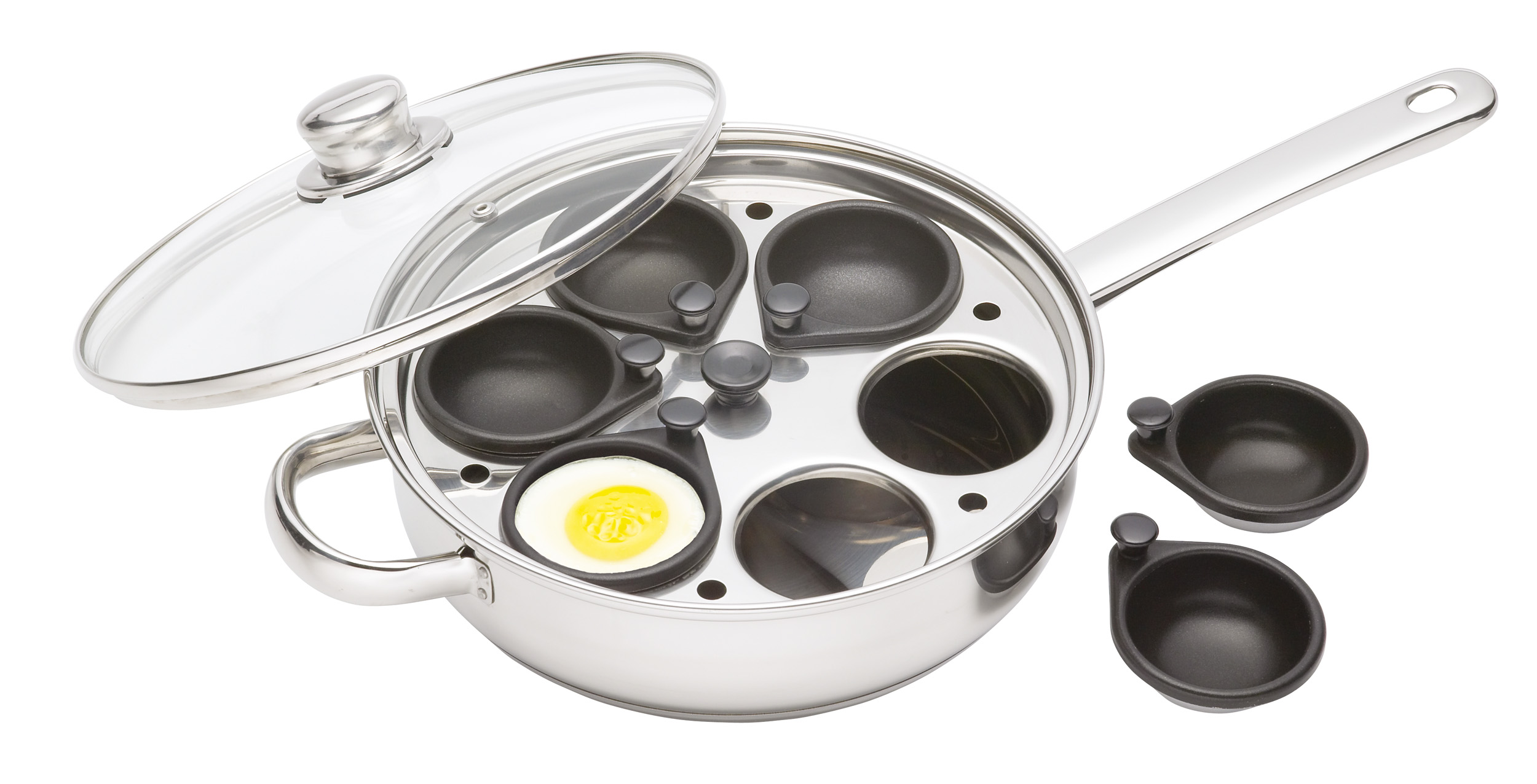 KitchenCraft Stainless Steel 6 Hole Egg Poacher - 28cm
