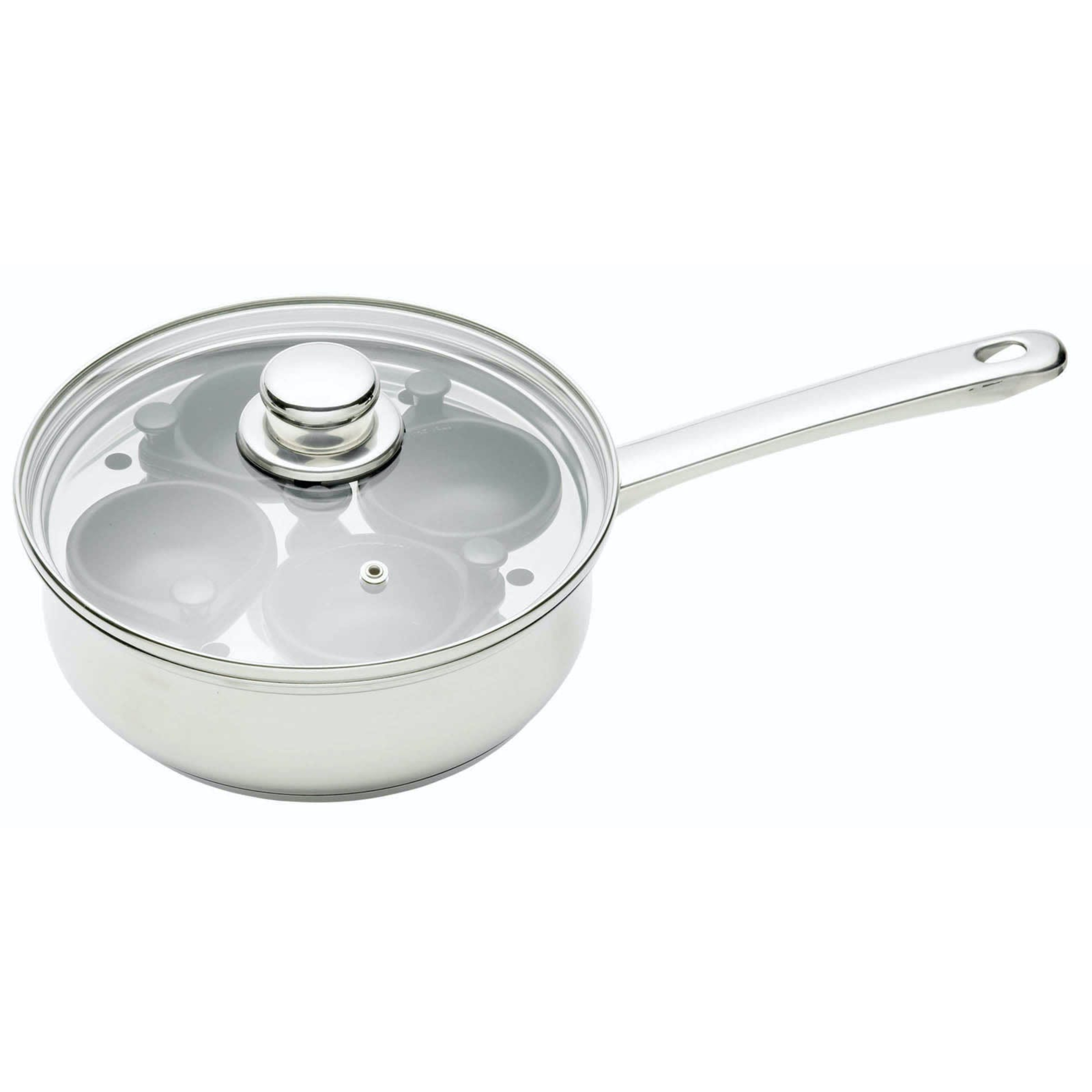 KitchenCraft Stainless Steel 4 Hole Egg Poacher - 21cm