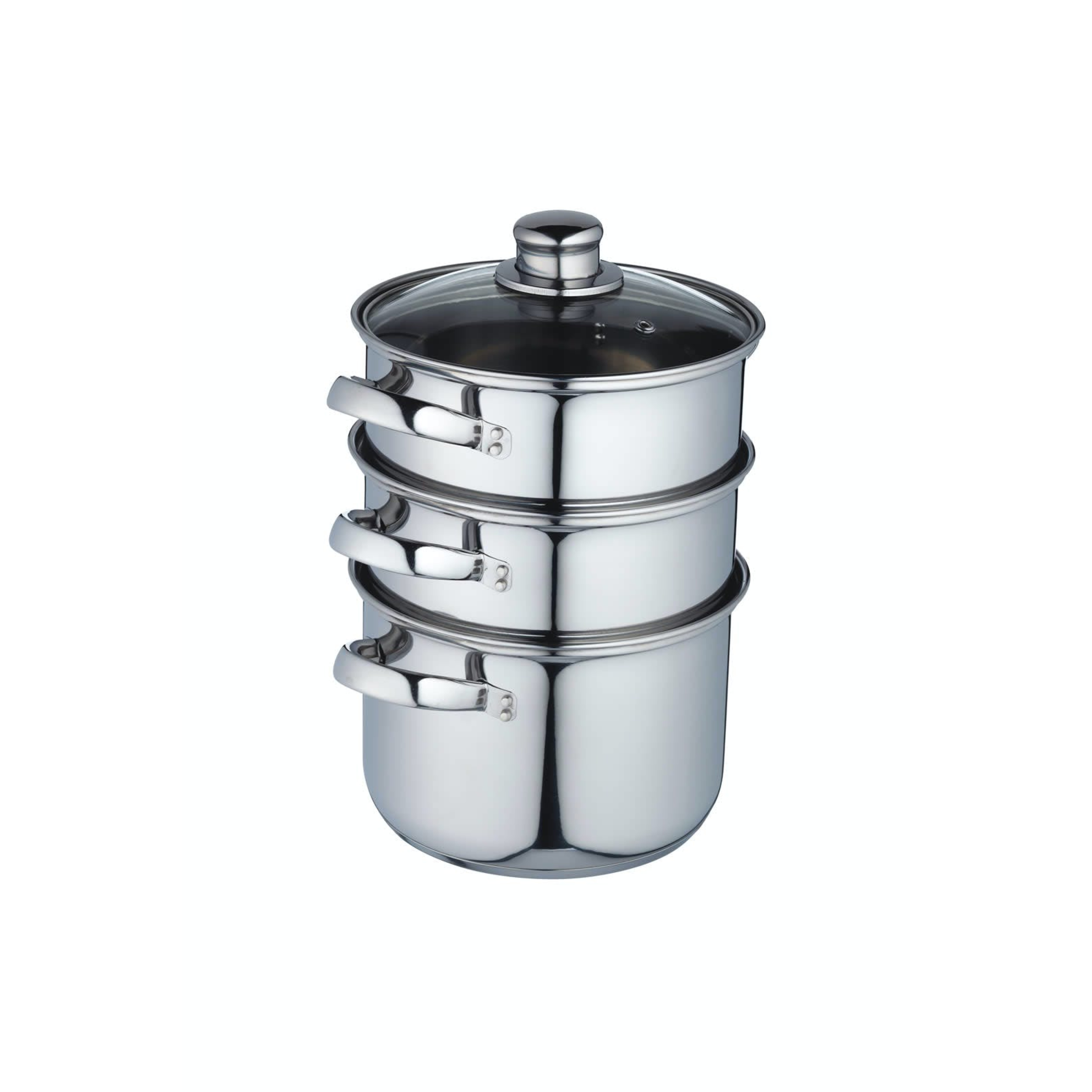 KitchenCraft Stainless Steel Three Tier Steamer - 18cm