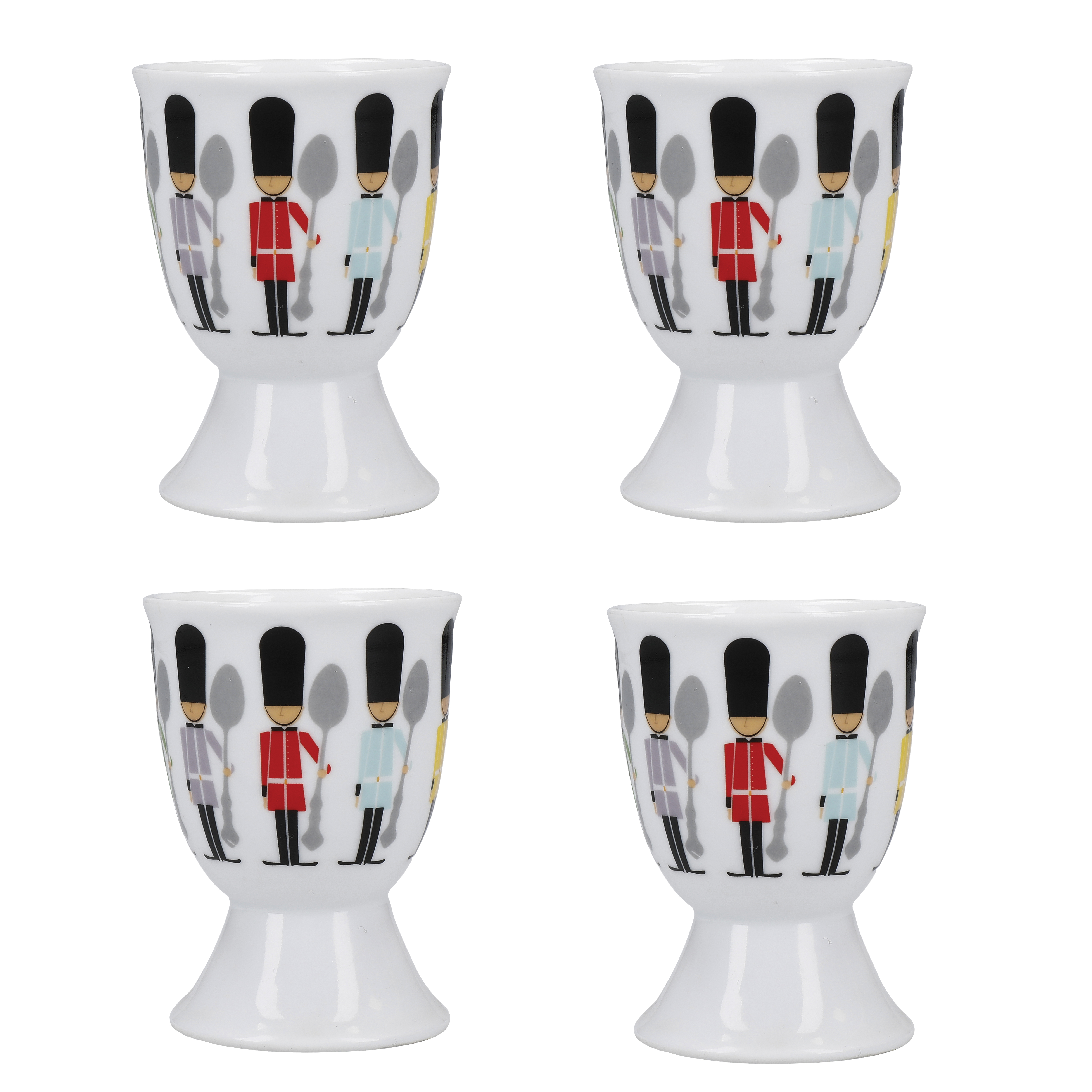 KitchenCraft 4 x Porcelain Egg Cups - Soldiers