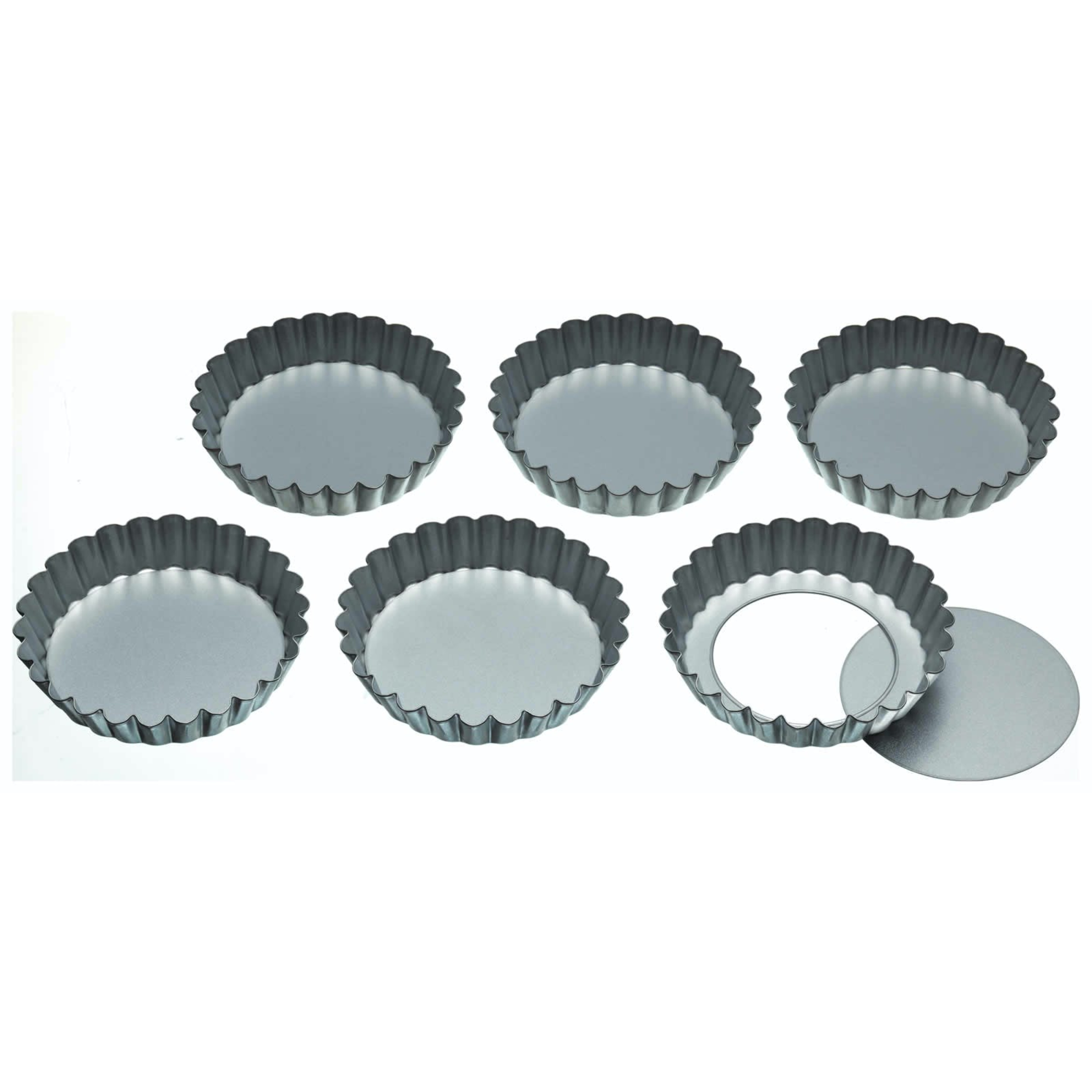KitchenCraft 6 x Loose-Bottom Tart Pans - 10cm