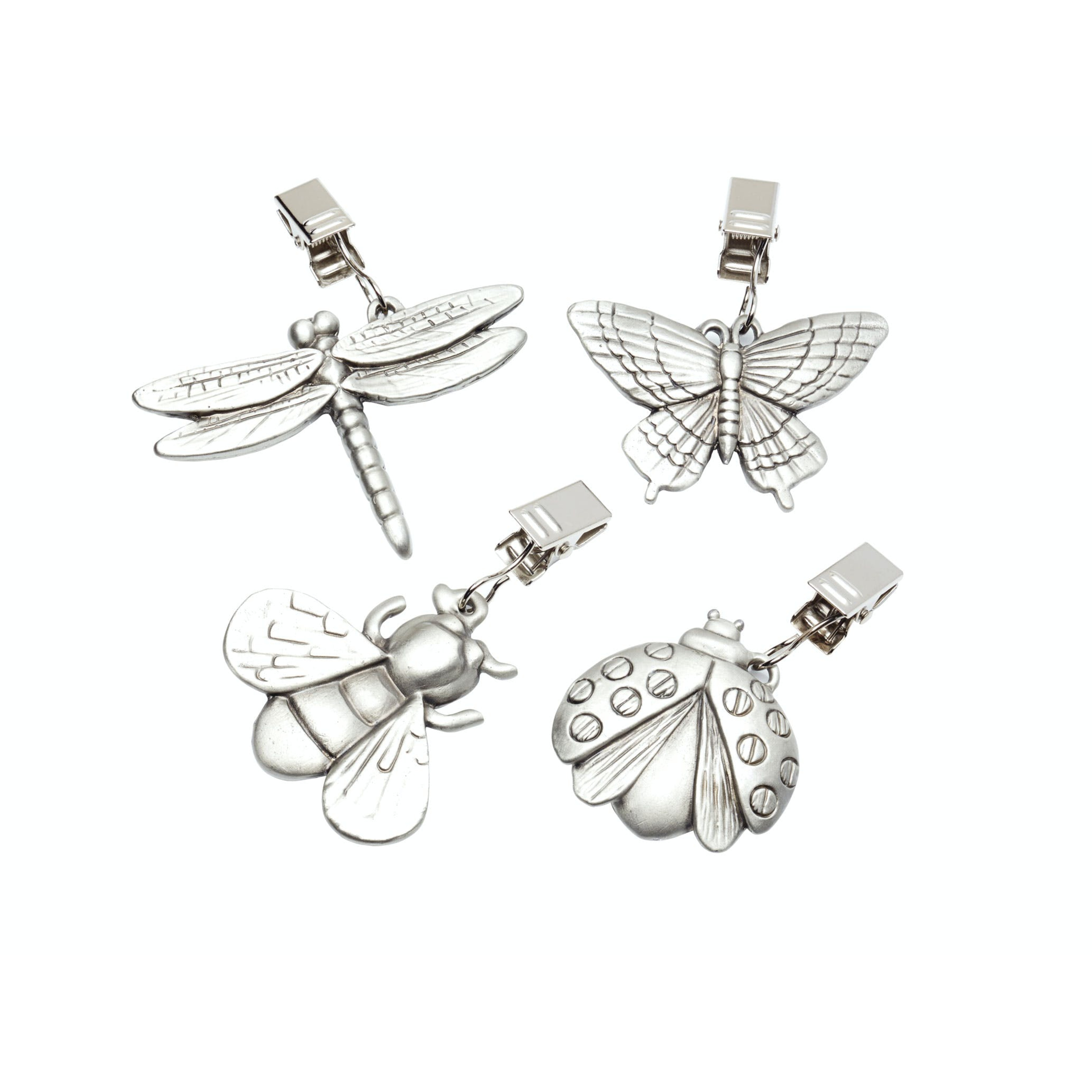 KitchenCraft 4 x Solid Pewter Table Cloth Clips - Garden