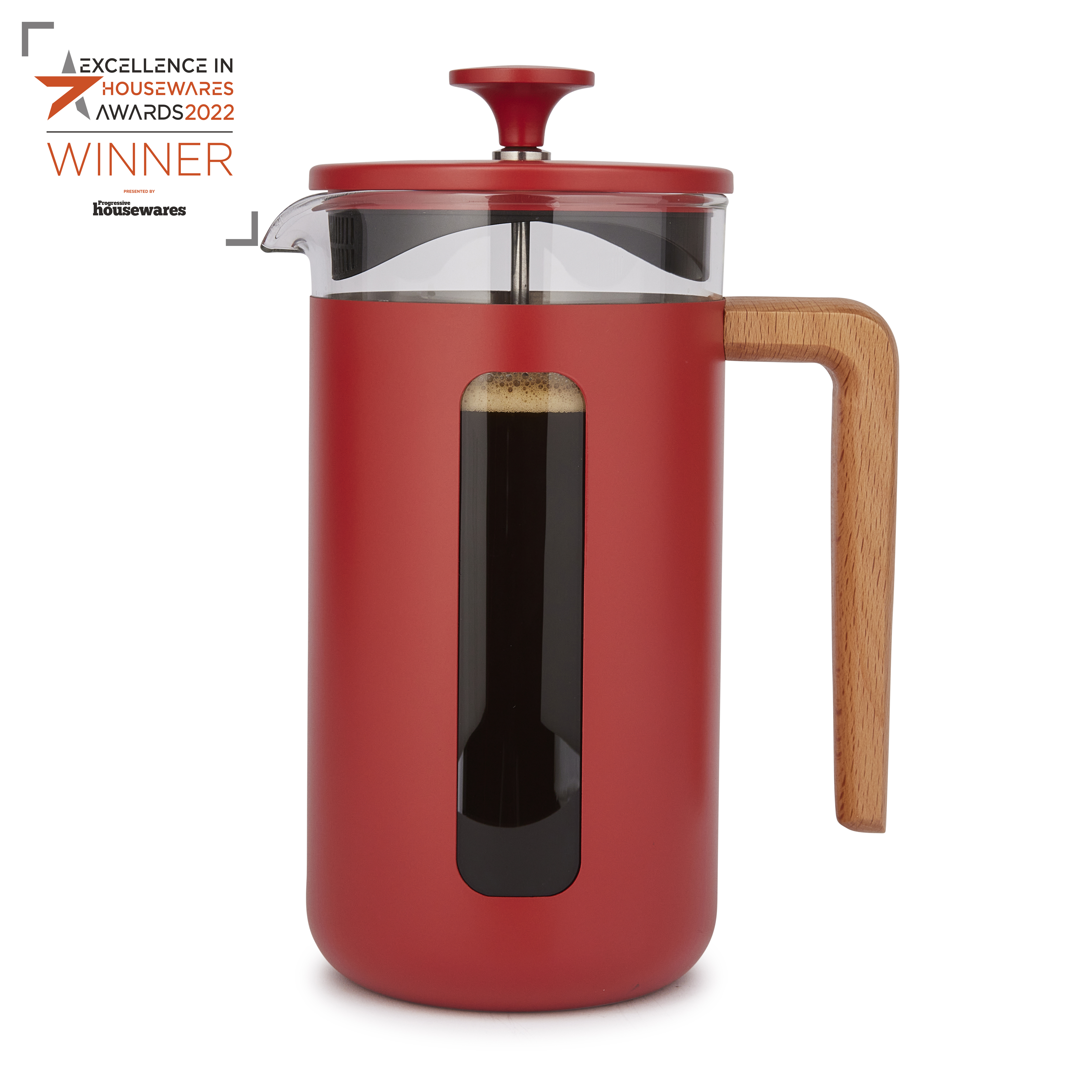 La Cafetiere Pisa 8 Cup Stainless Steel Cafetiere - Red