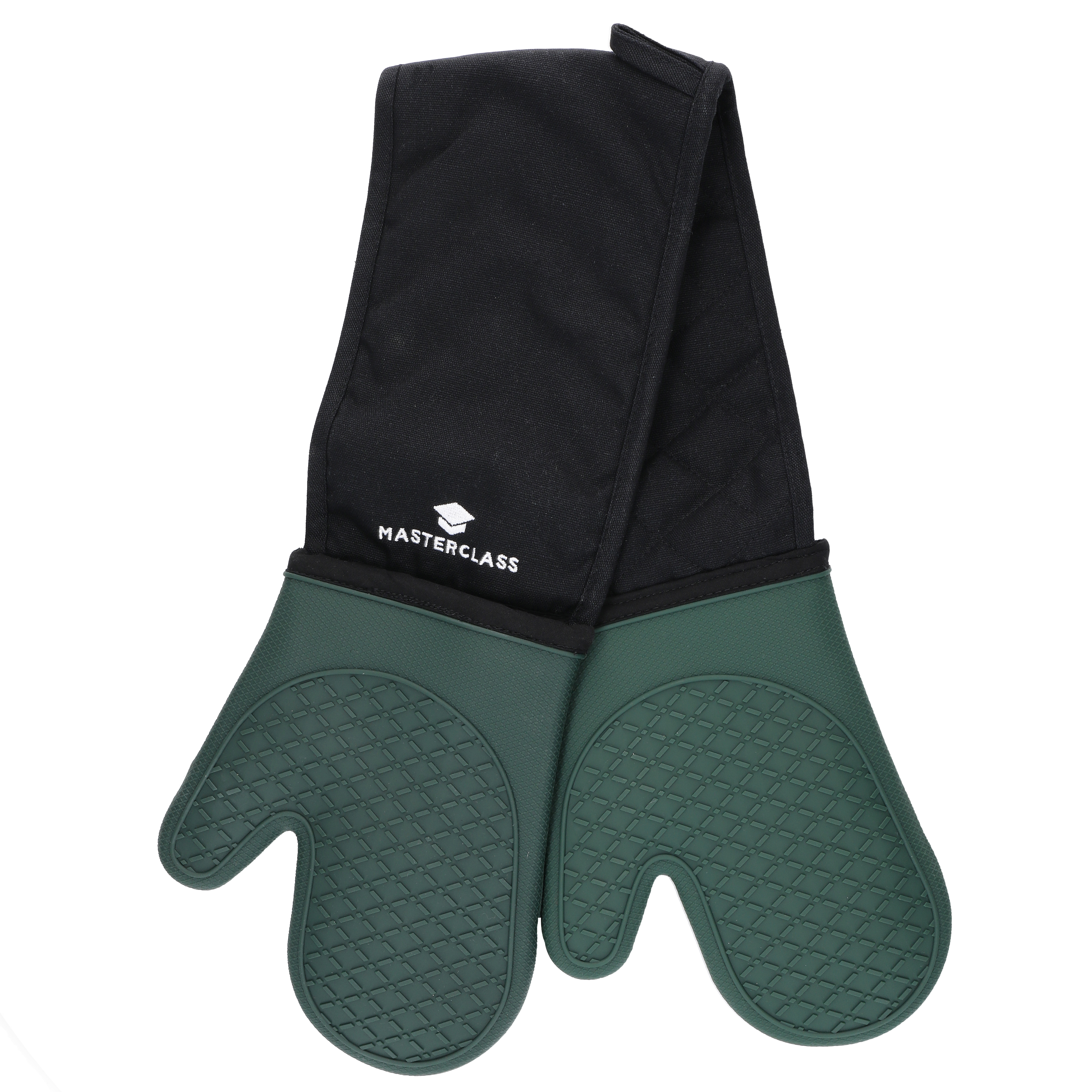 Masterclass Seamless Silicone Double Oven Glove - Black & Hunter Green