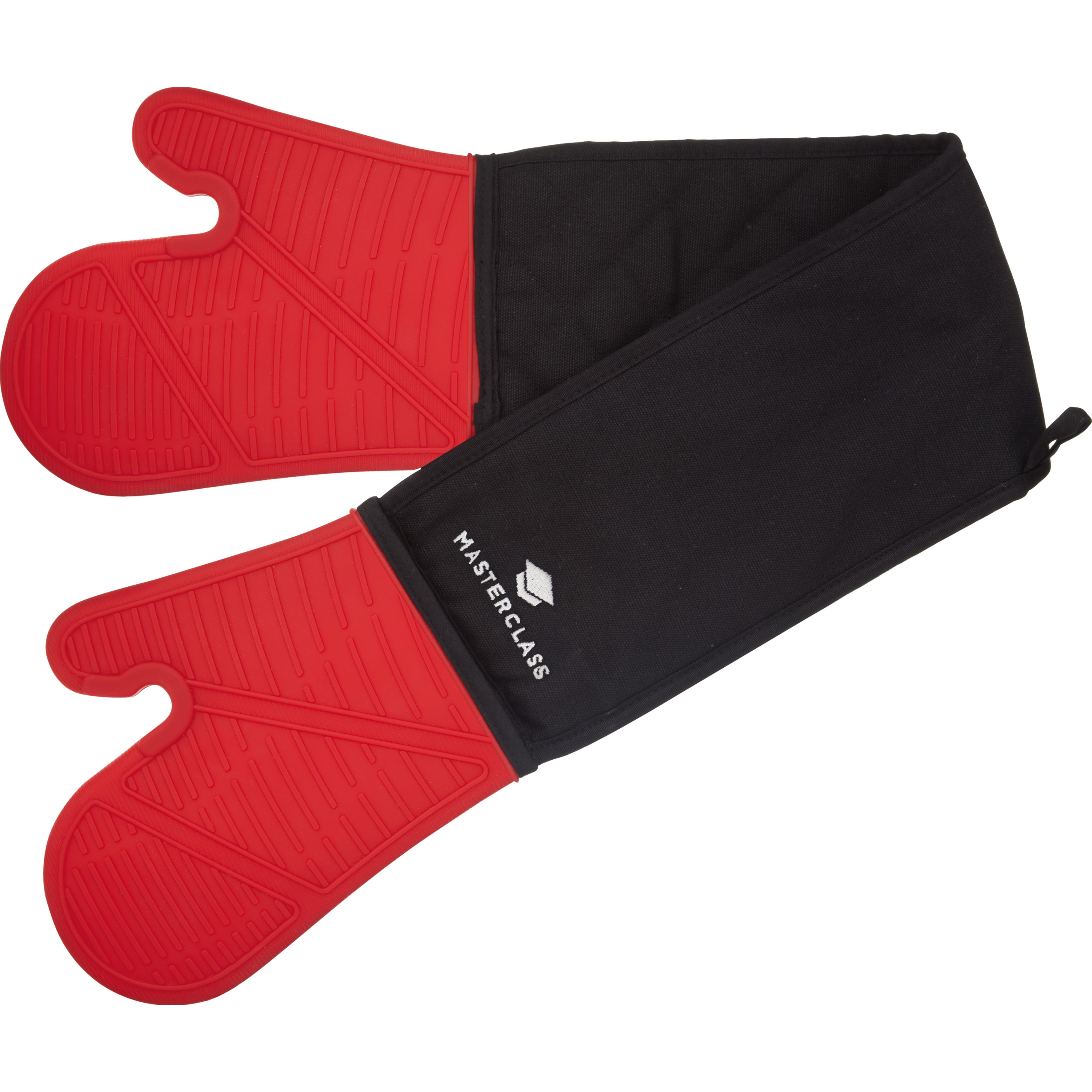 Masterclass Seamless Silicone Double Oven Glove - Black & Red