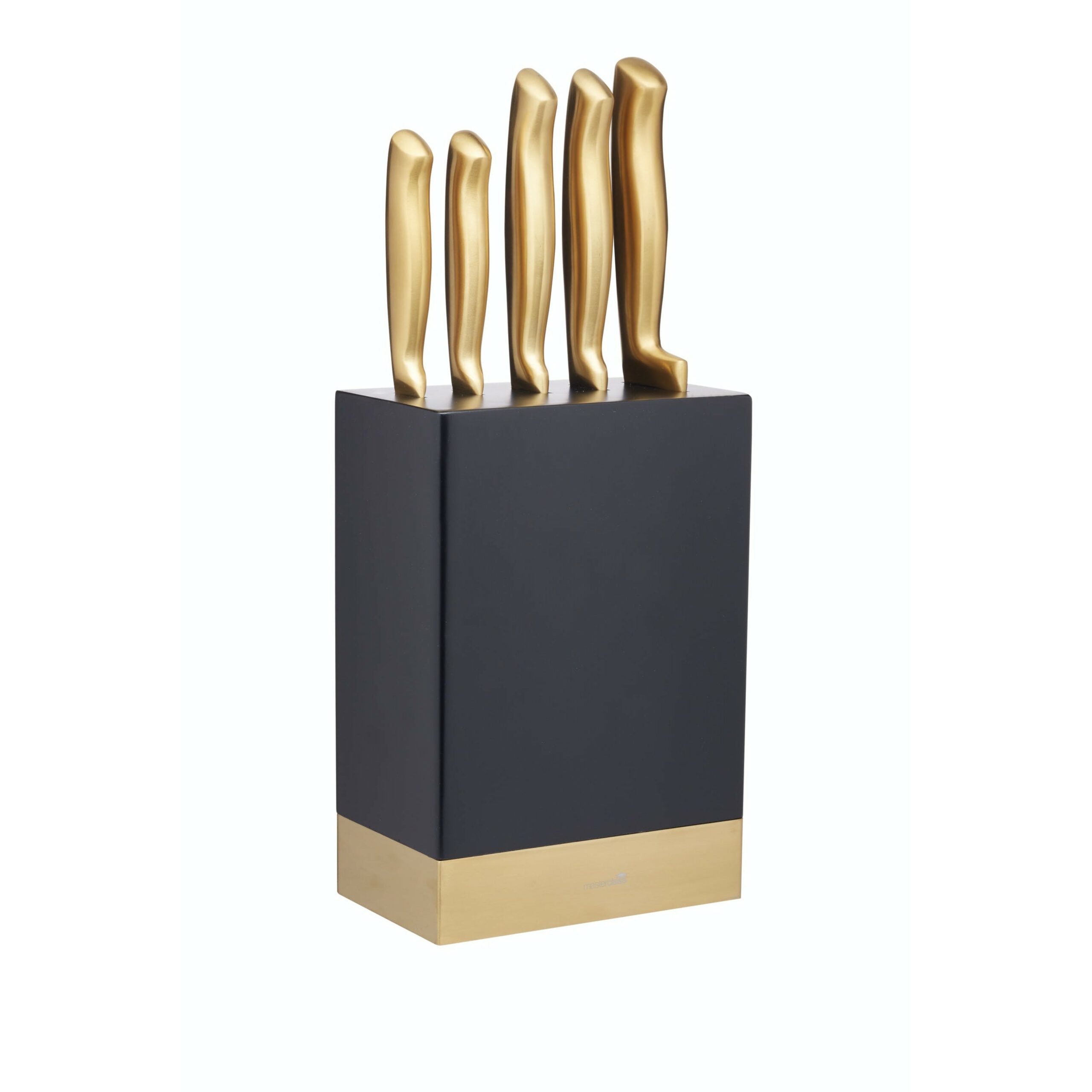 Masterclass 5 Piece Knife Set with Wooden Storage Block - Brass