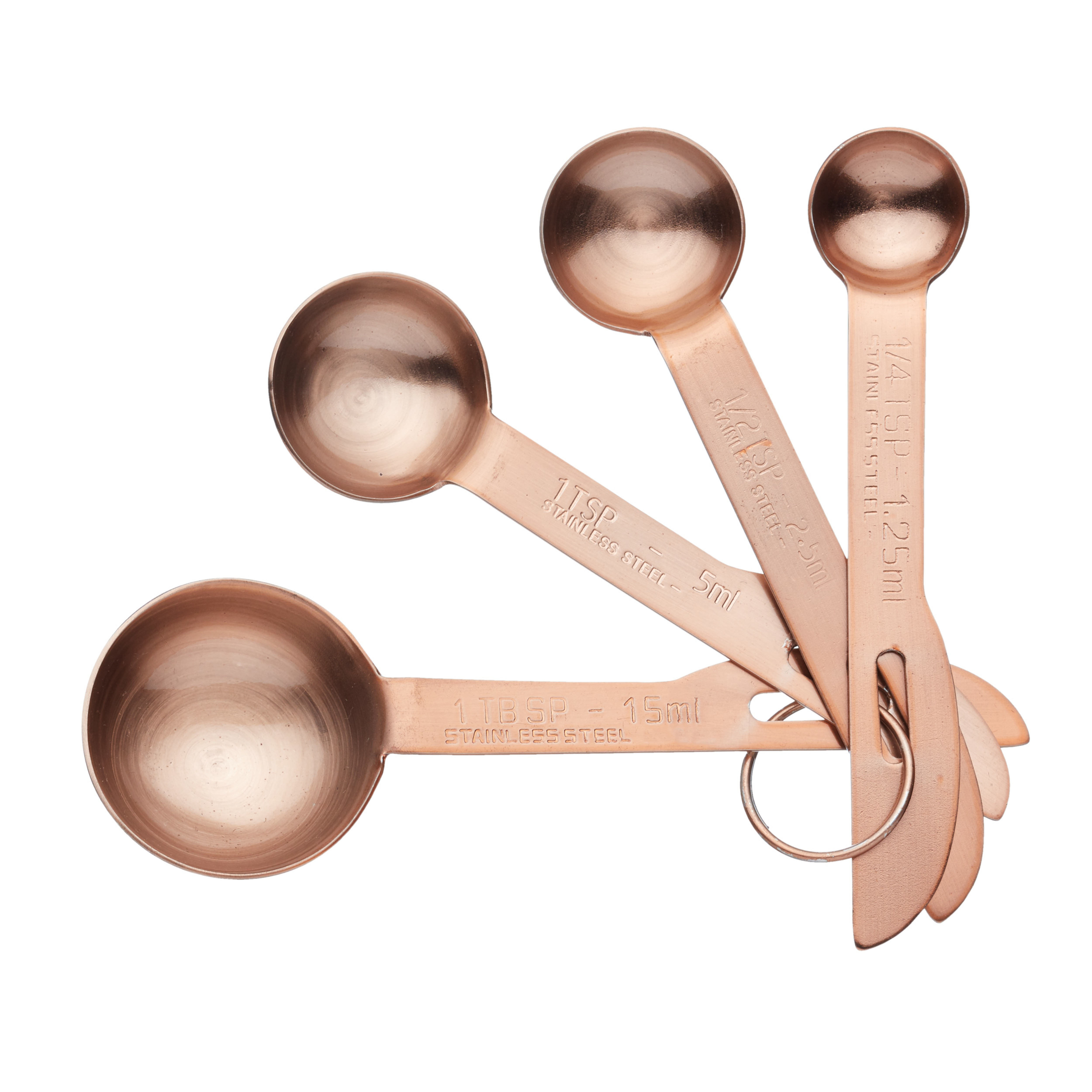Masterclass Stainless Steel Measuring Spoon Set - Copper