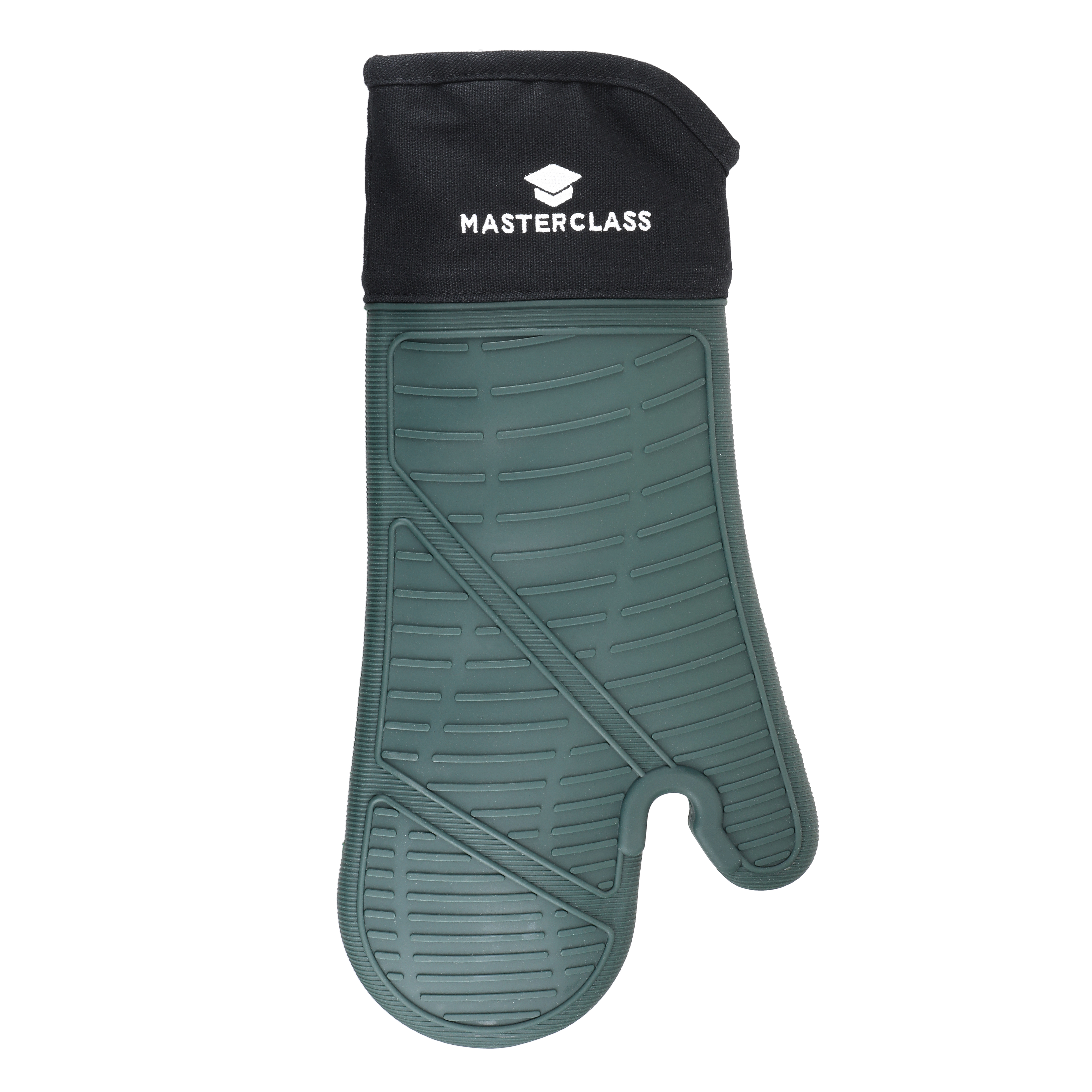 Masterclass Seamless Silicone Single Oven Glove - Black & Hunter Green