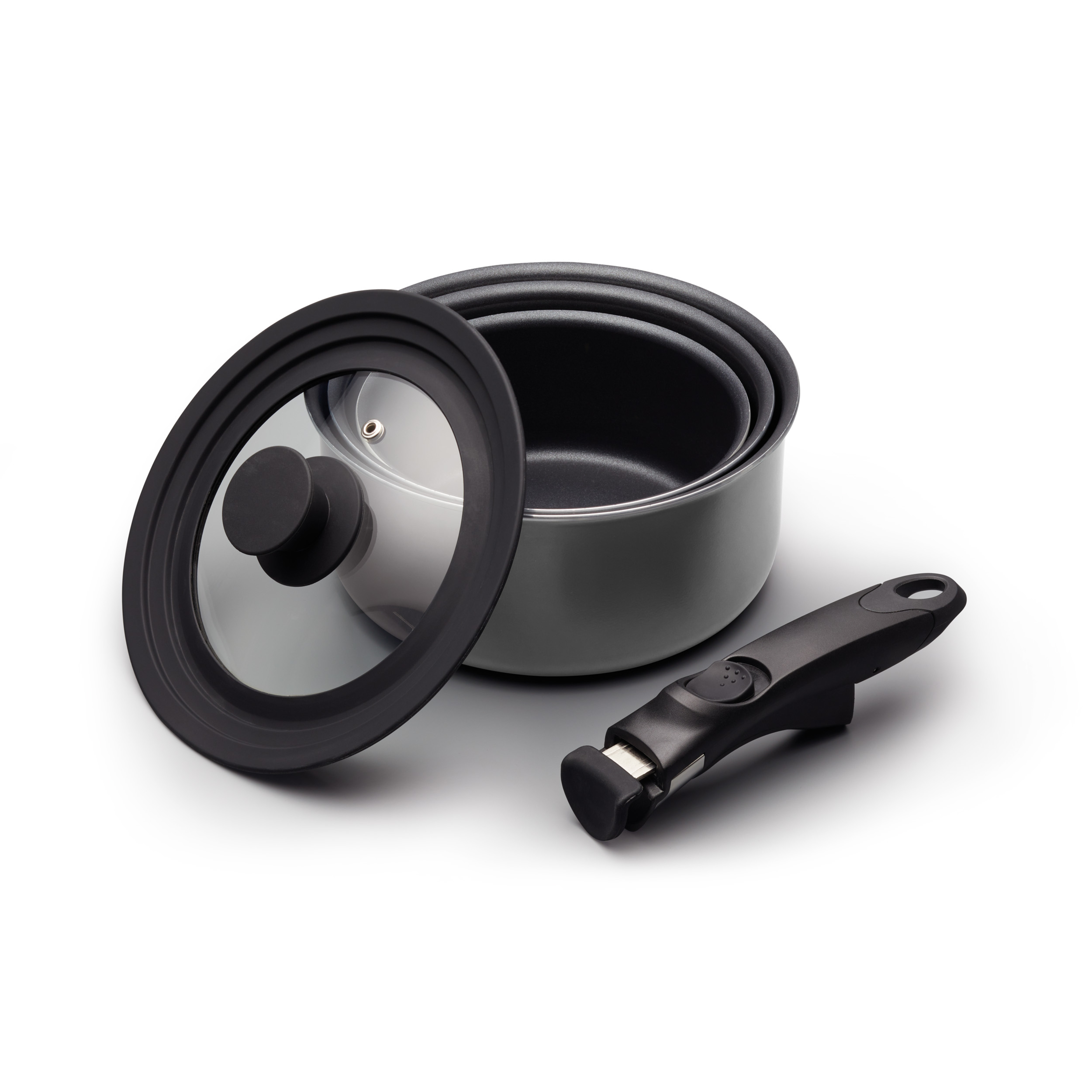 Masterclass Smart Space 3 Piece Non-Stick Saucepan Set - 17, 19 & 21cm