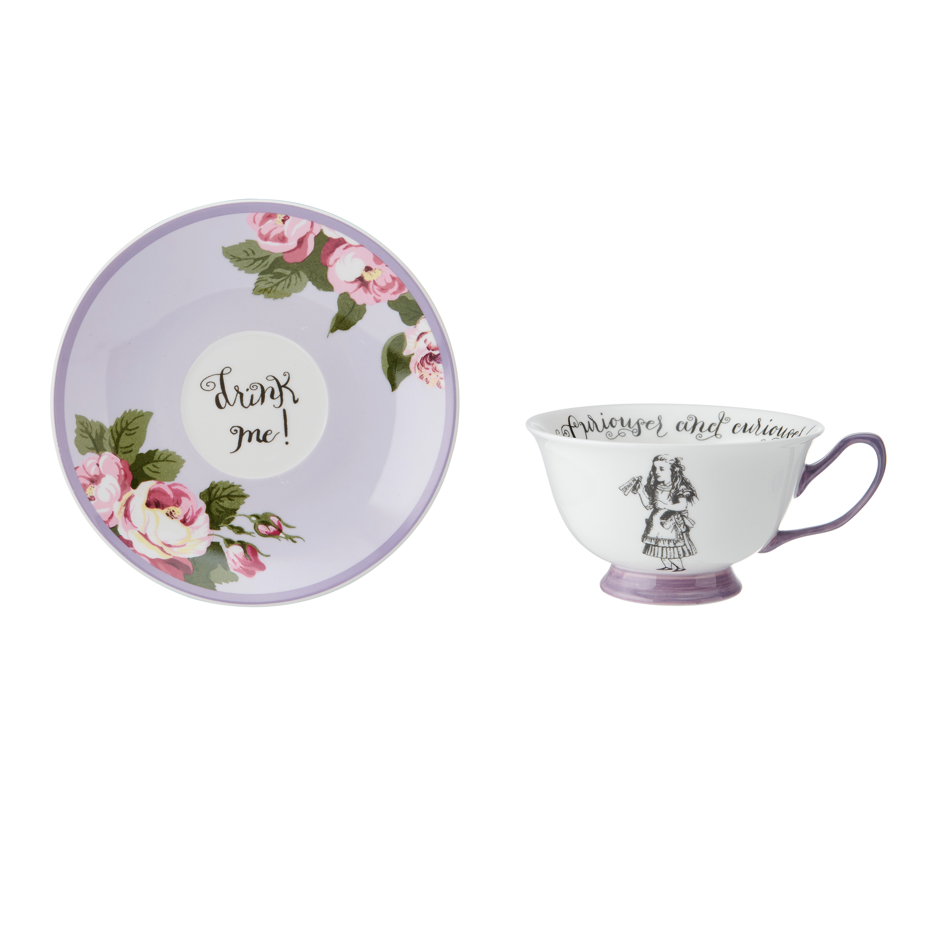 Victoria & Albert Alice in Wonderland Bone China Tea Cup & Saucer Set