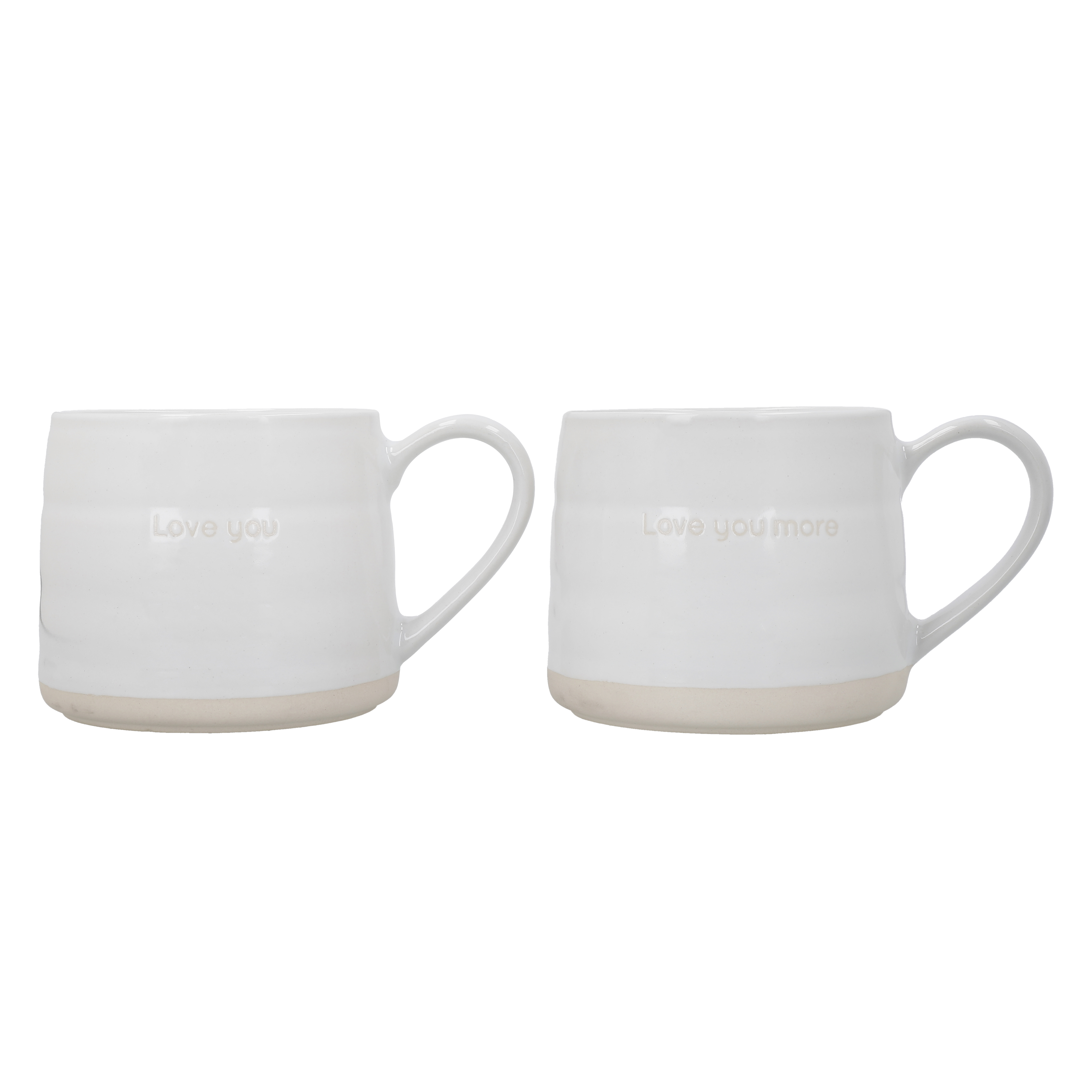 Mikasa 2 x Farmhouse "Love You" Stoneware Cosy Mugs - White