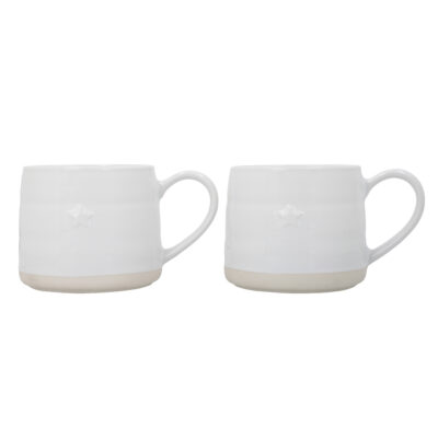Mikasa 2 x Farmhouse Star Stoneware Cosy Mugs - White