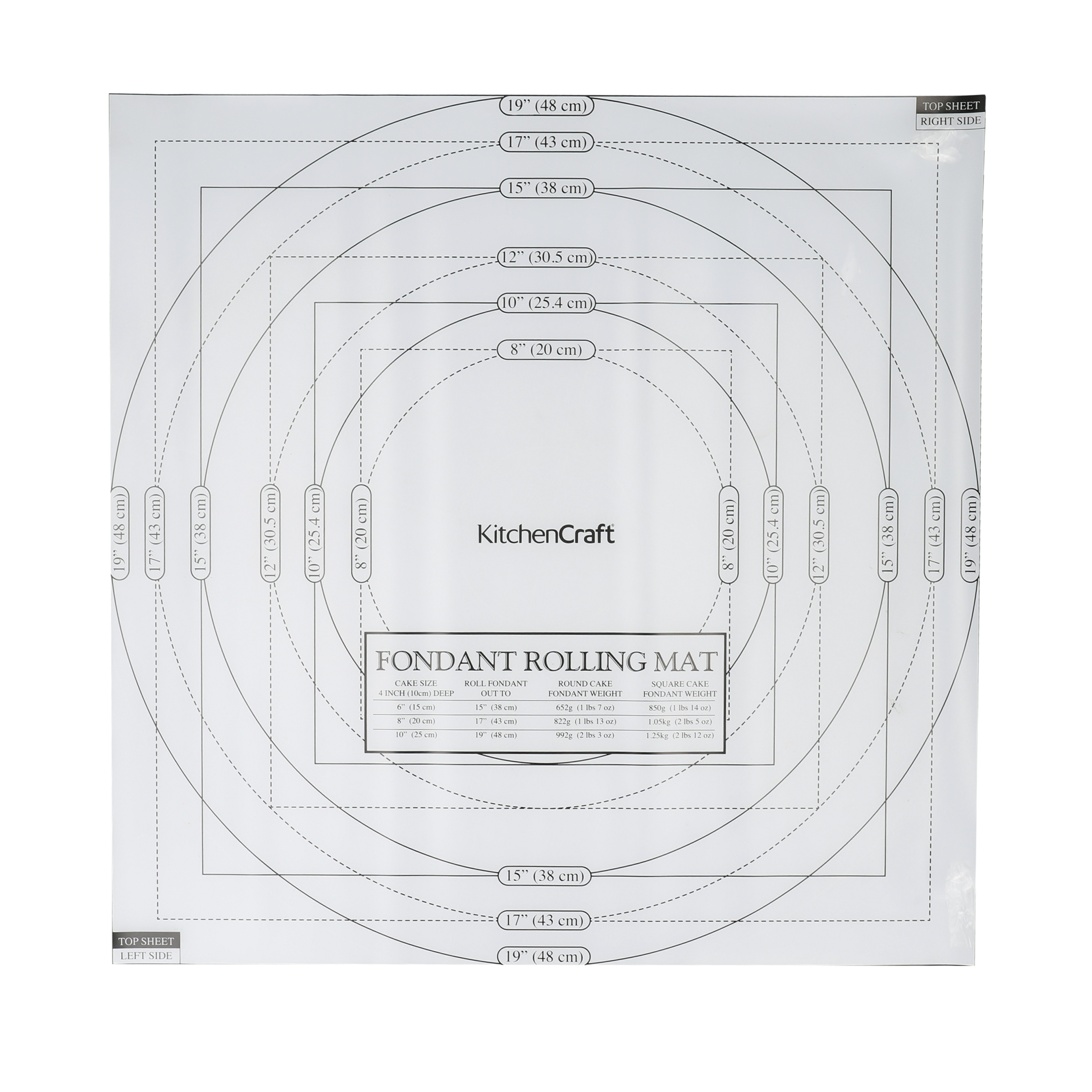 KitchenCraft Sweetly Does It Measure and Roll PVC 50 x 50cm Icing Mat